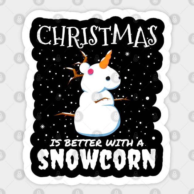 Christmas Is Better With A Snowcorn - Christmas snow unicorn gift Sticker by mrbitdot